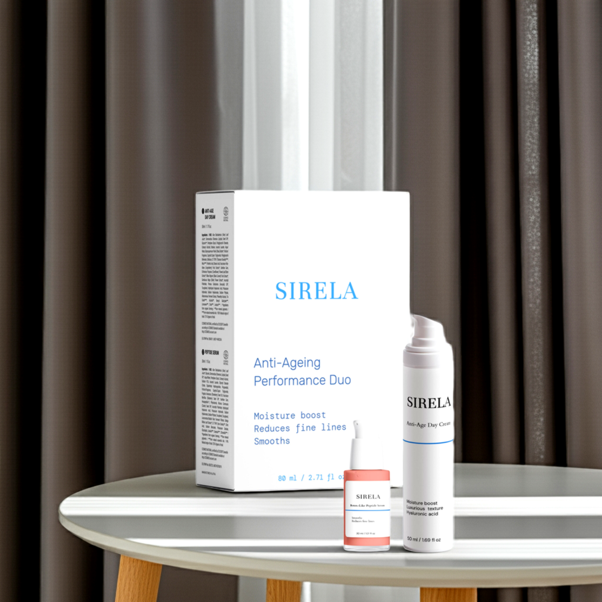 Sirela Anti-Ageing Performance Duo – skincare set with peptide serum and day cream