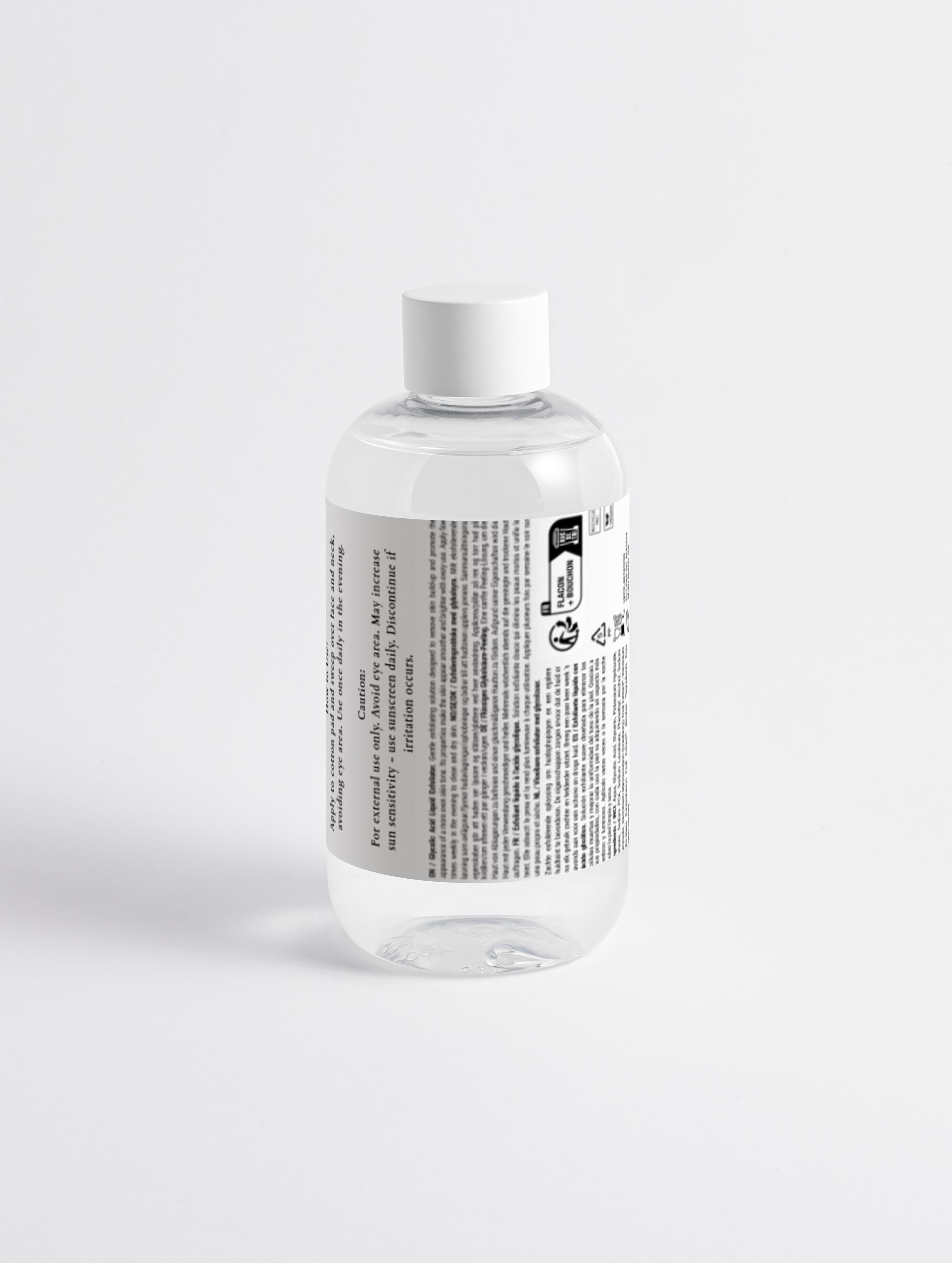 Sirela clear bottle with a label on a white background