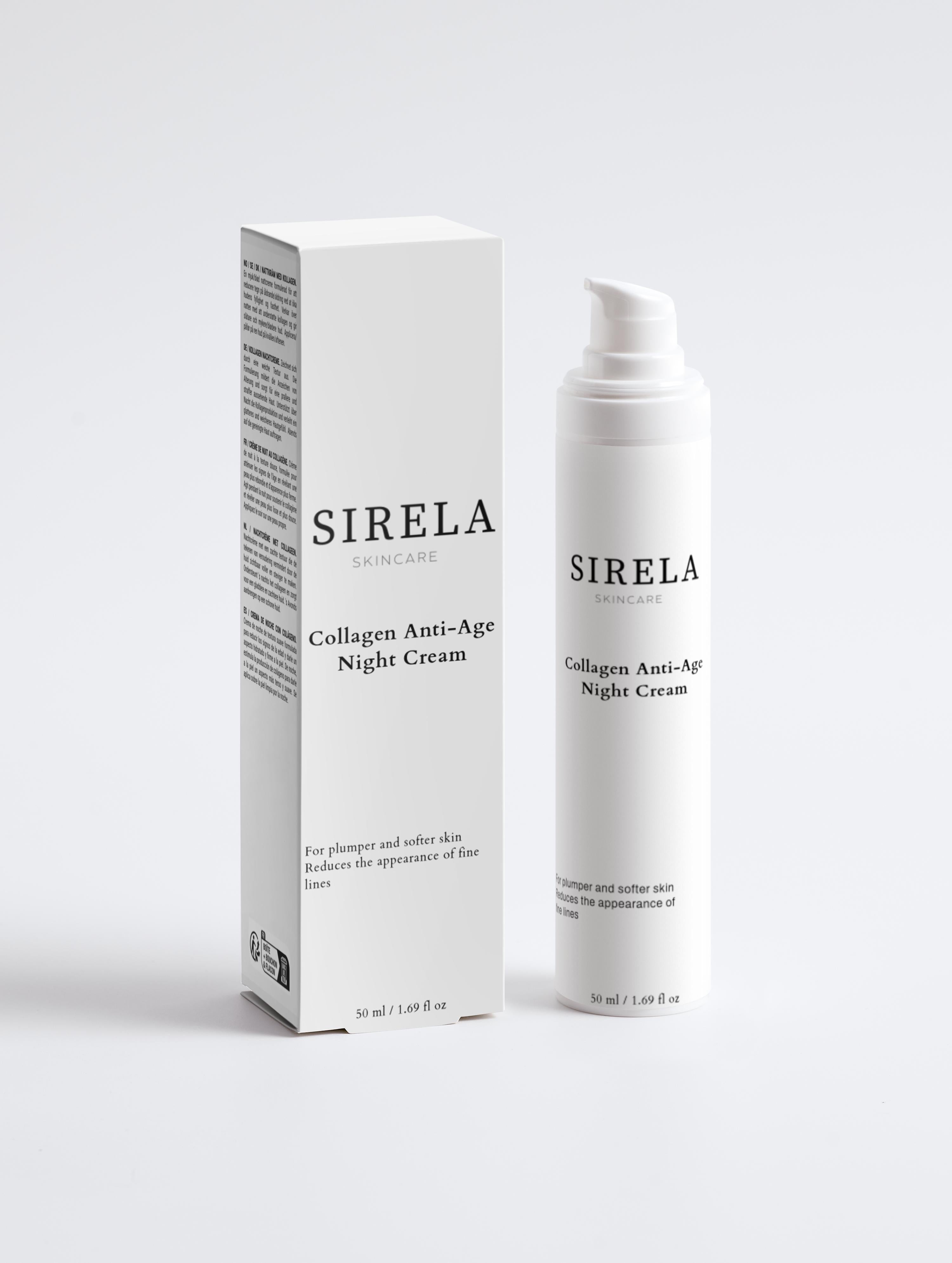 Sirela Collagen Anti-Age Night Cream packaging on a white background