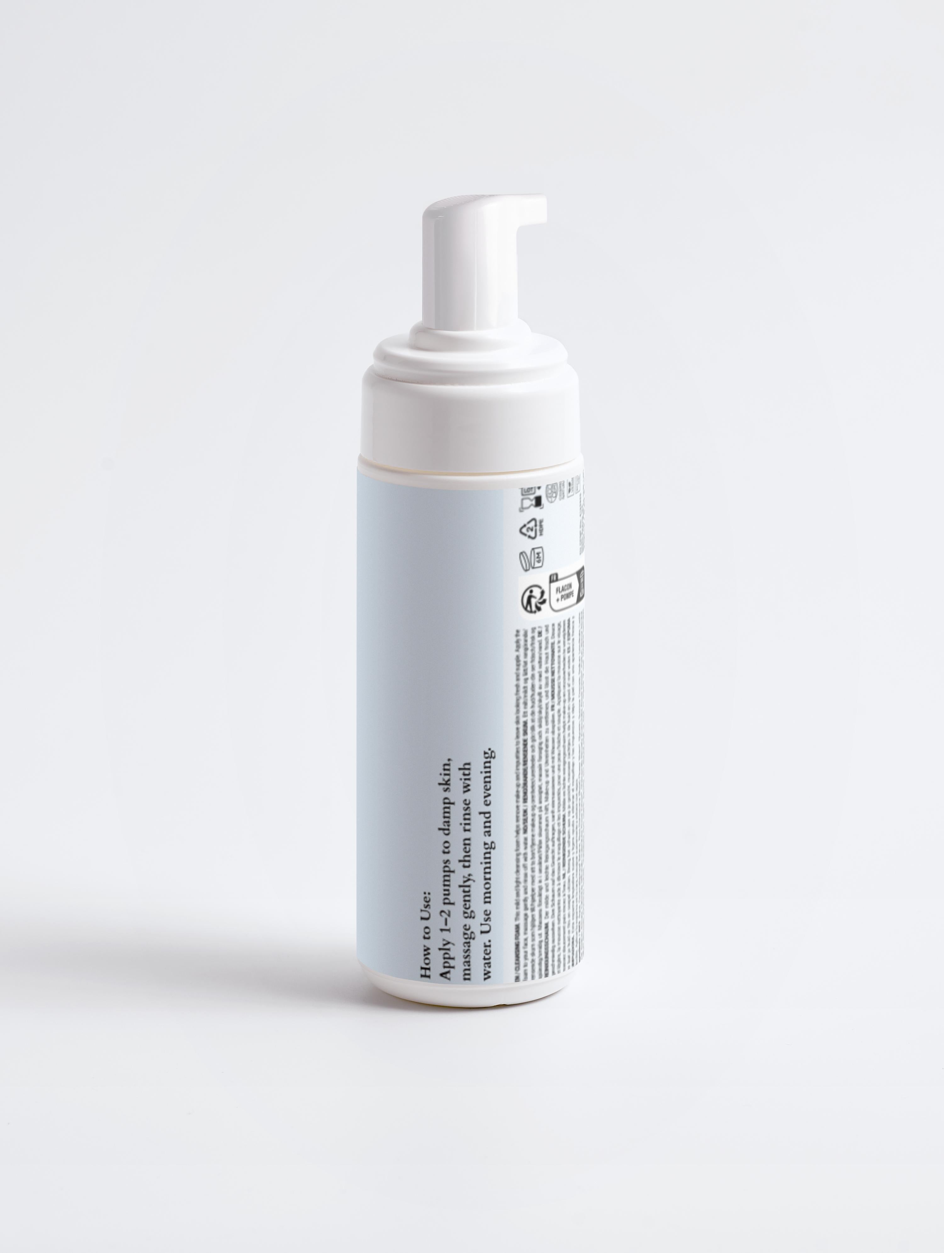 Sirela Cleansing Foam – gentle foaming face cleanser bottle on white background
