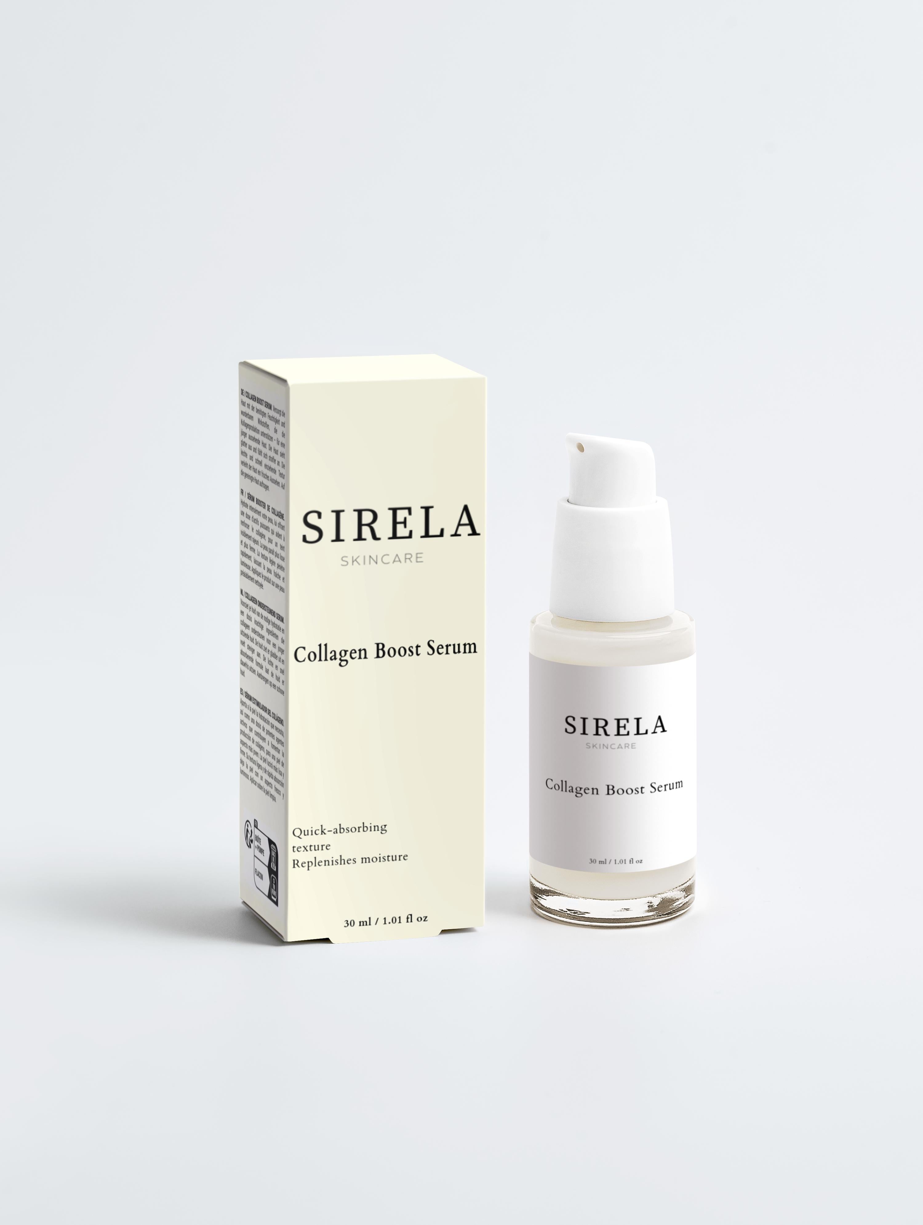 SIRELA Collagen Boost Serum with packaging on a white background