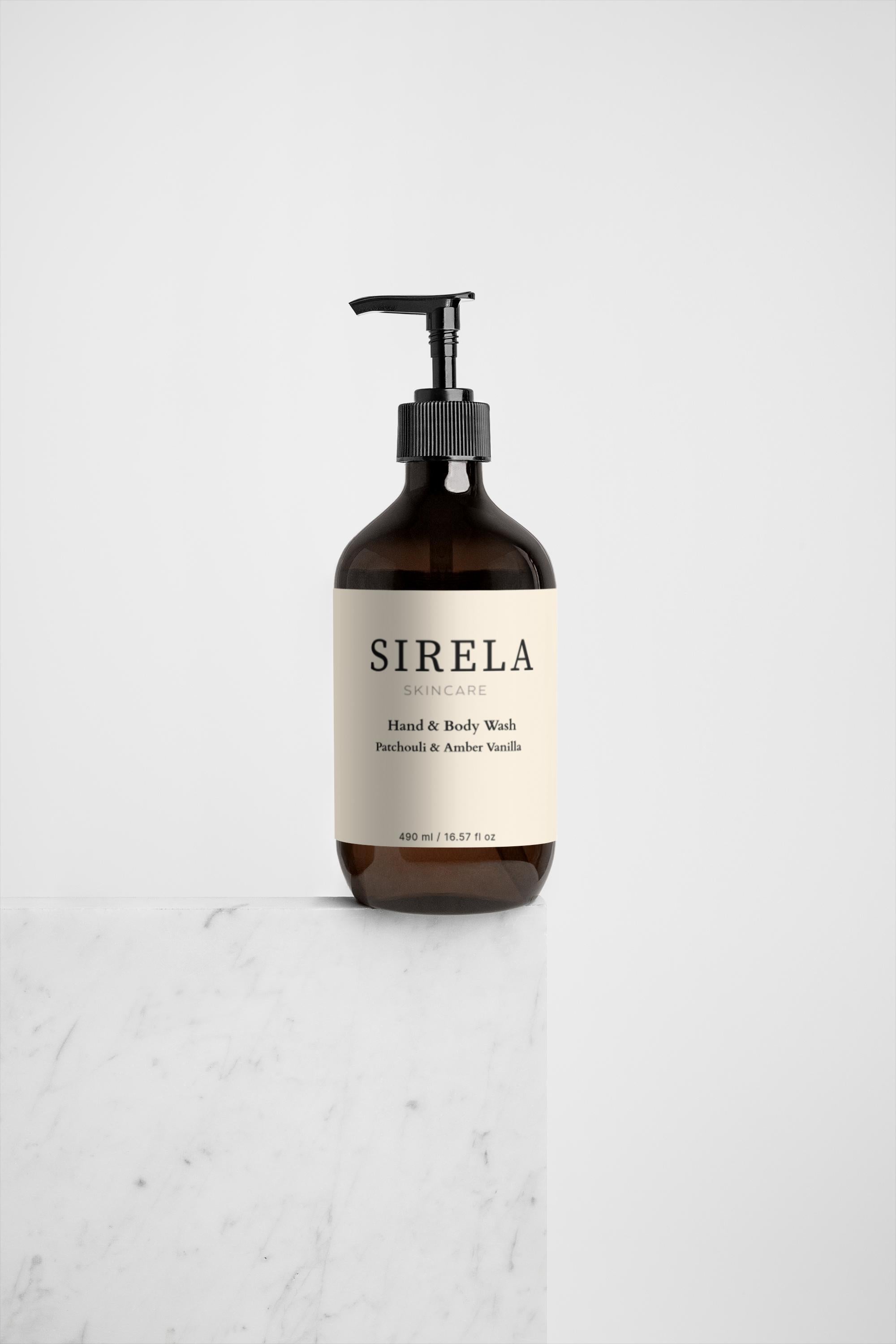 Sirela Hand & Body Wash – refreshing cleansing wash bottle on white background