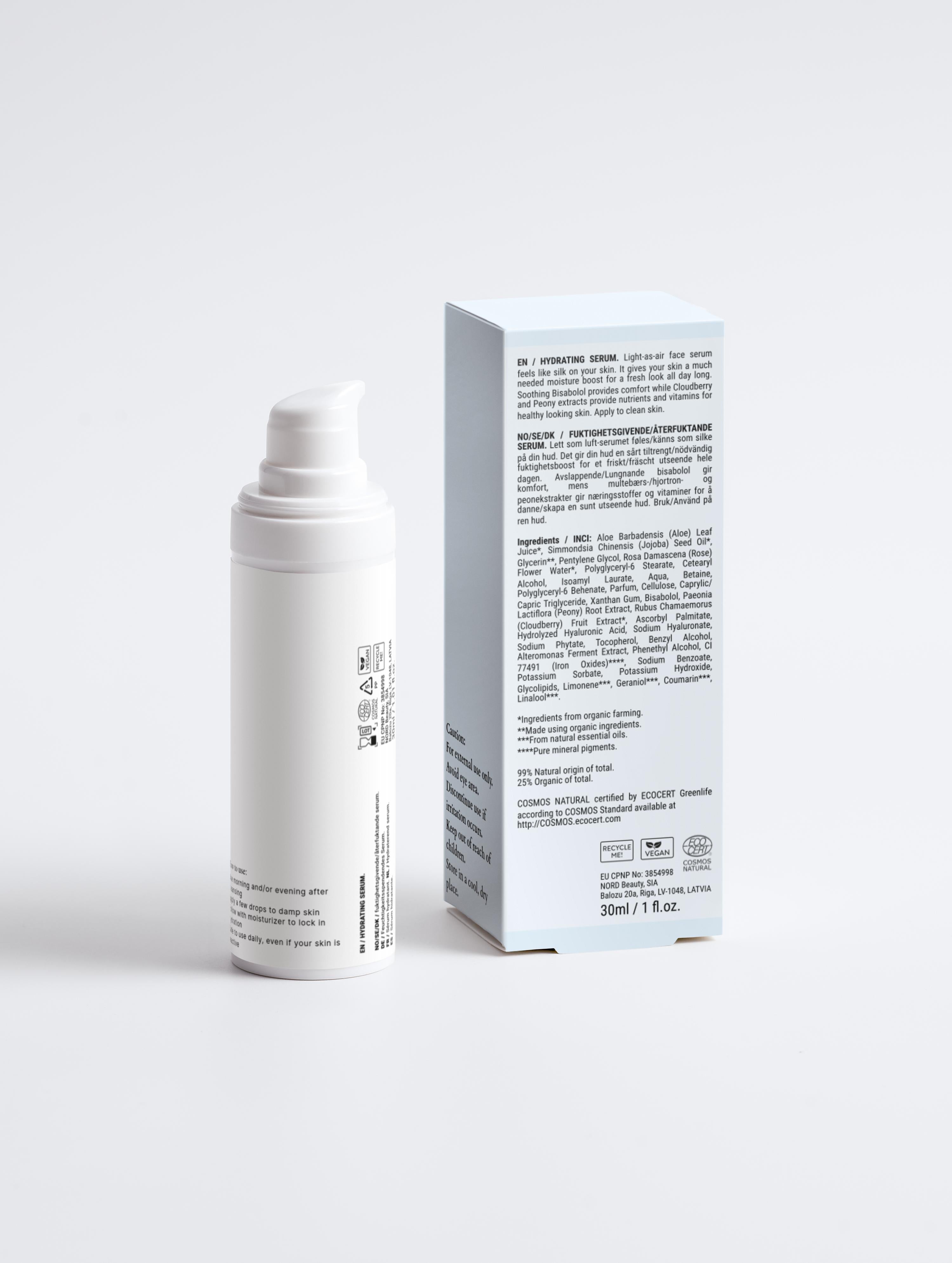 Sirela Hydrating Serum – moisture-boosting face serum bottle on white background