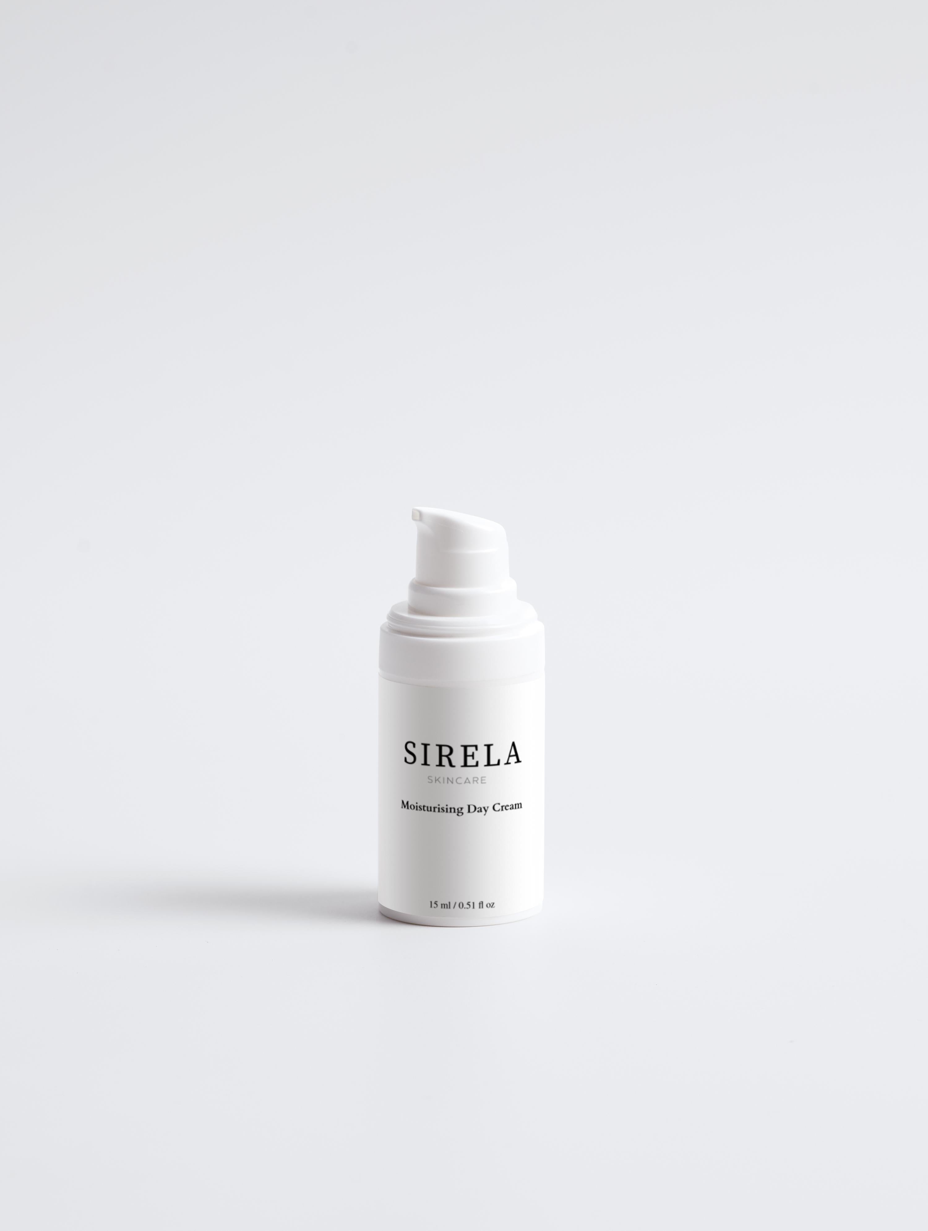 Sirela Moist Day Cream – moisturizing daily face cream bottle on white background