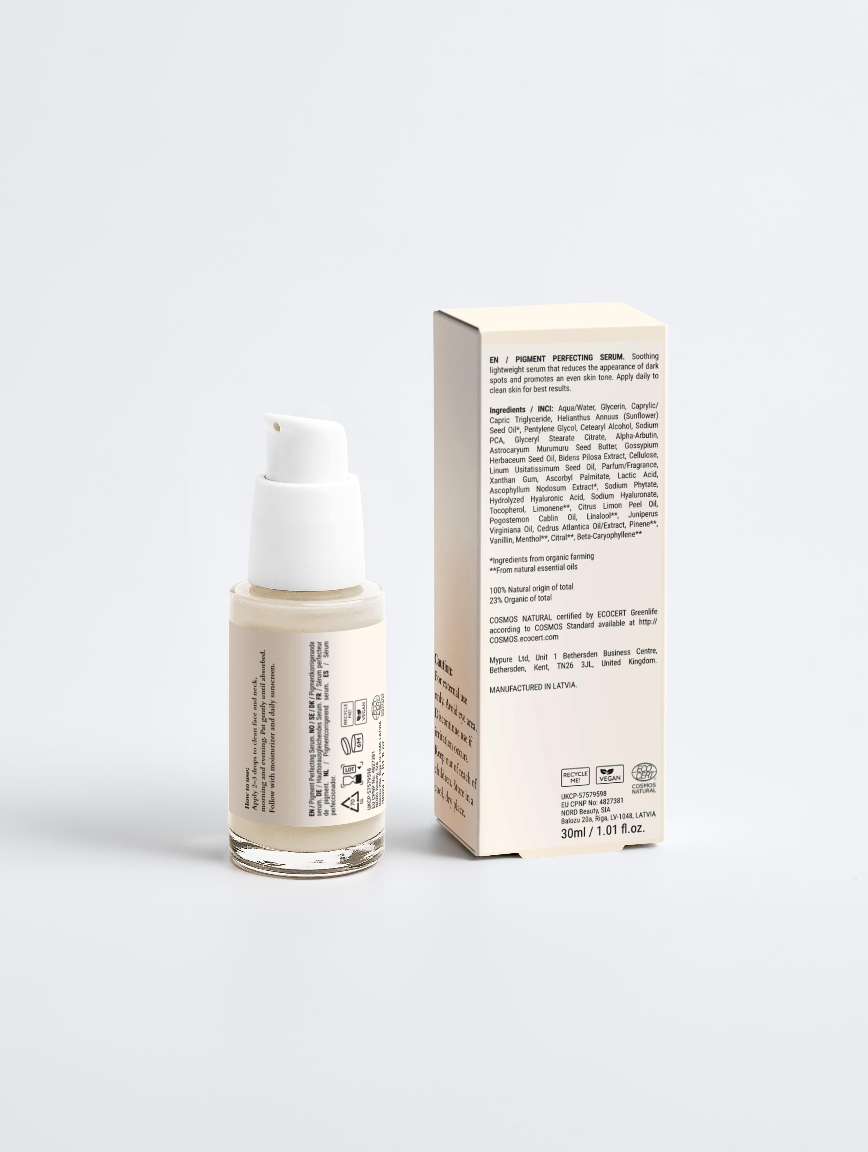 Sirela Pigment Perfecting Serum – brightening anti-dark spot serum bottle on white background
