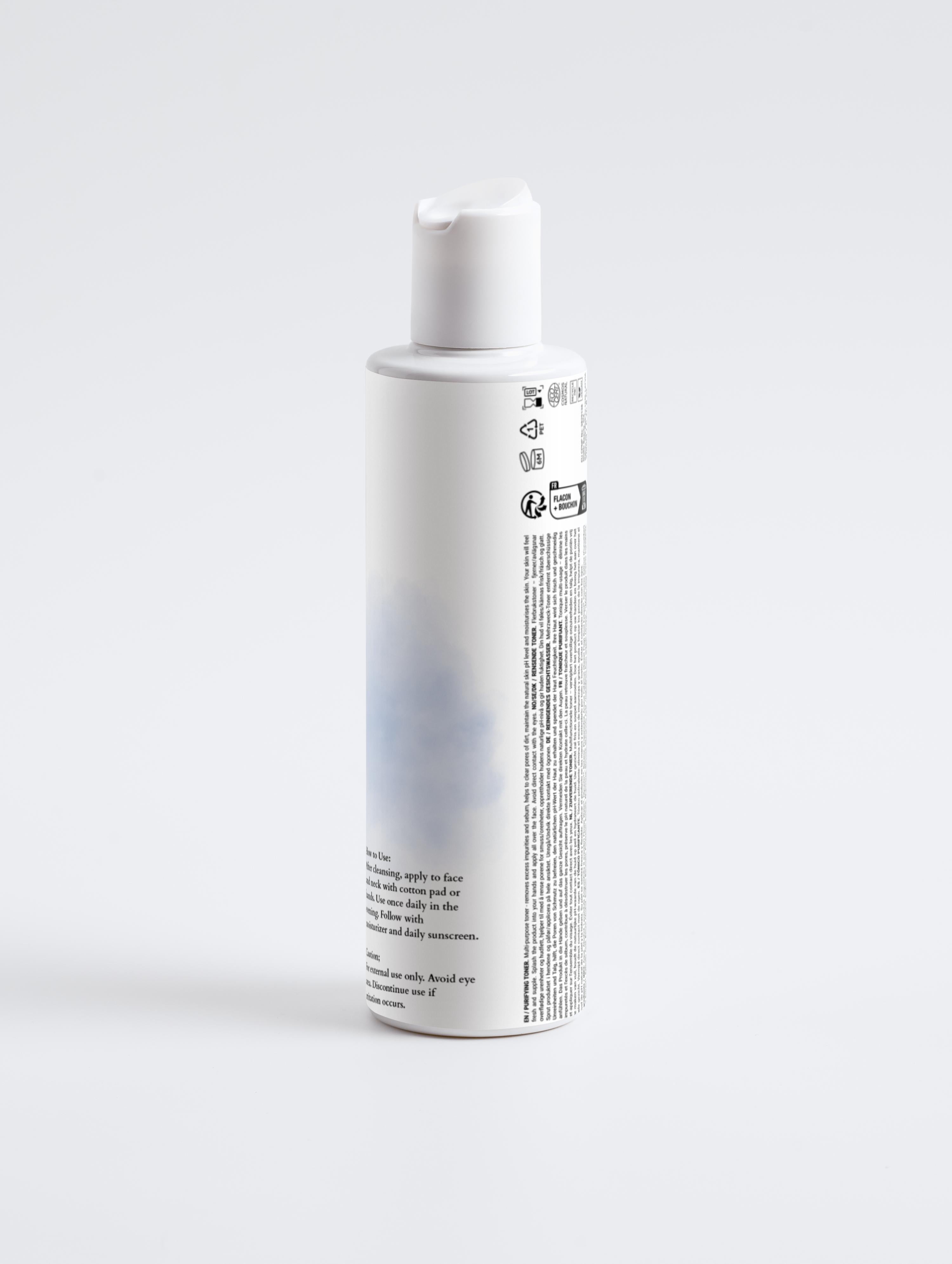 Sirela Purifying Toner – clarifying purifying face toner bottle on white background