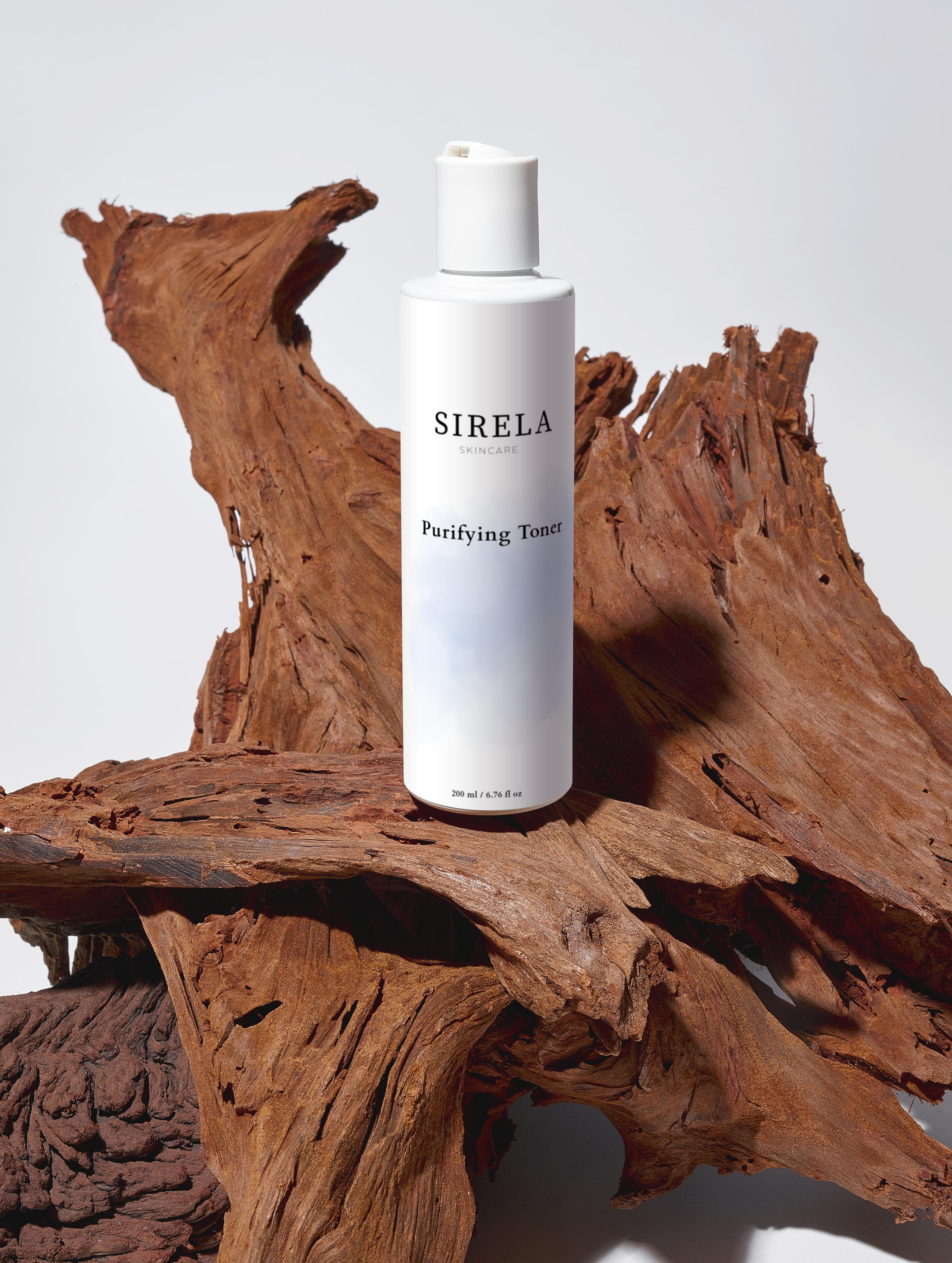 Sirela Purifying Toner – clarifying purifying face toner bottle on white background