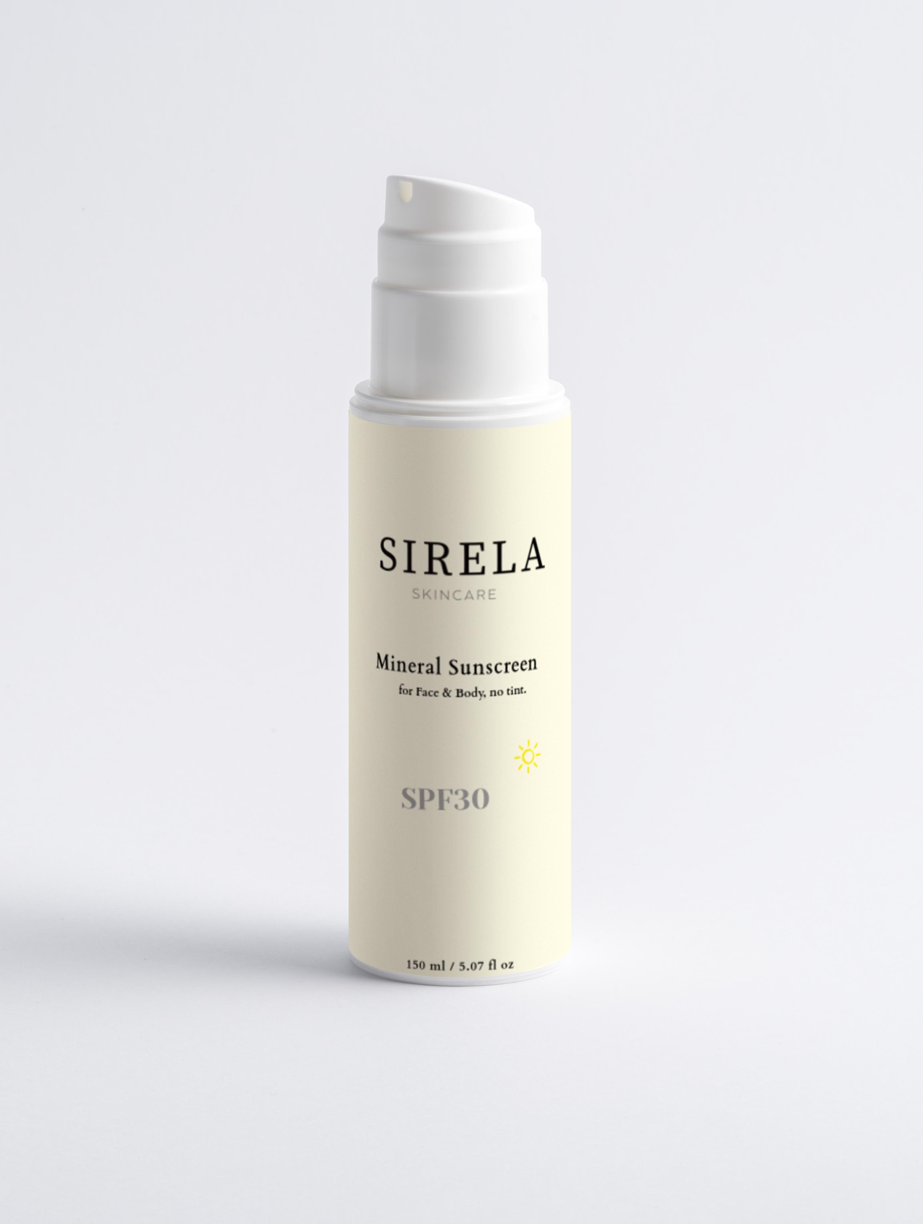 Sirela SPF – daily broad-spectrum SPF face sunscreen tube on white background