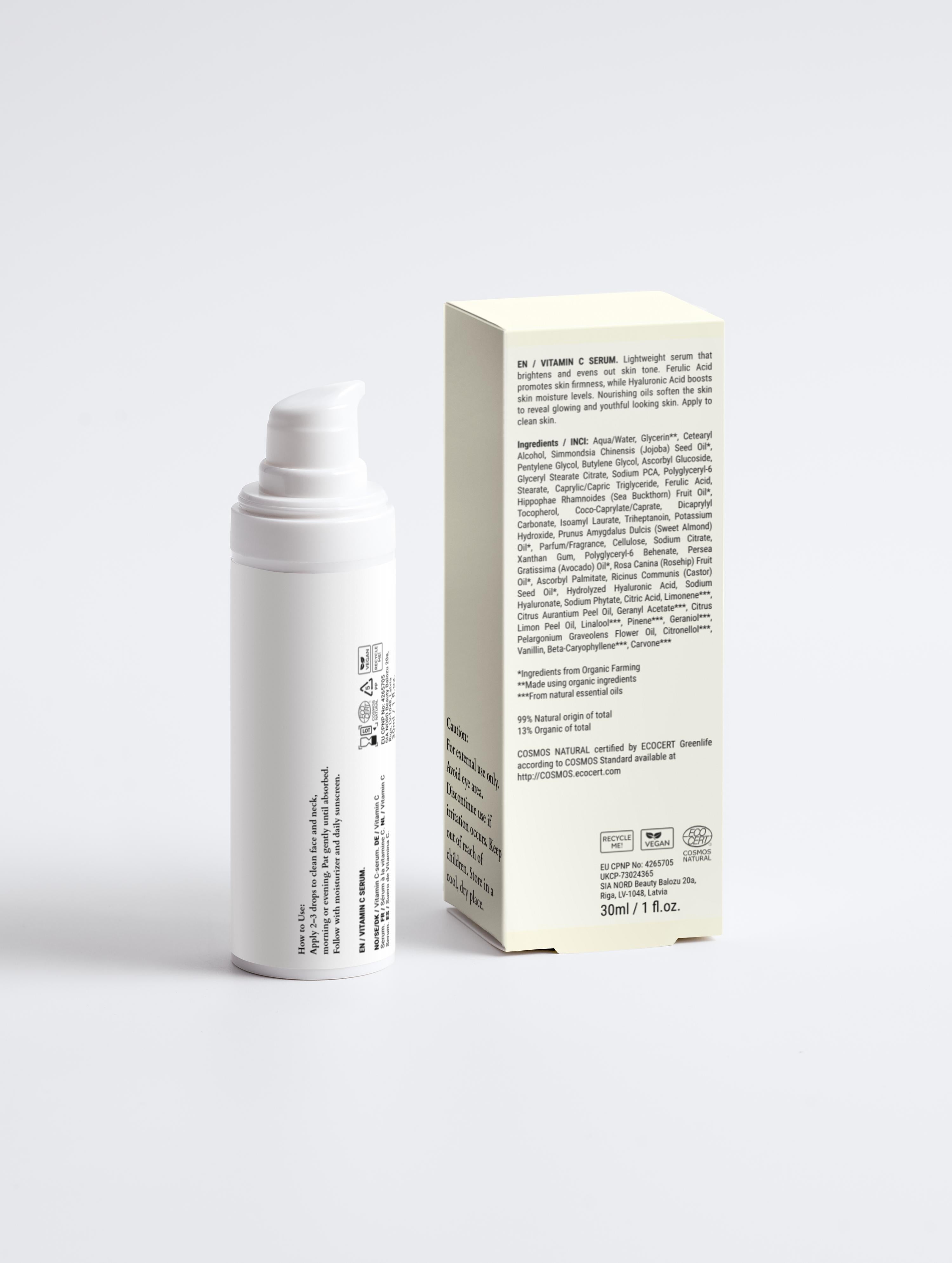 Sirela Vitamin C Serum – brightening antioxidant vitamin C face serum bottle on white background